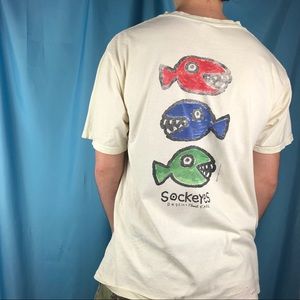 Vintage 90s sockeye 3 fish color tee
 ✫